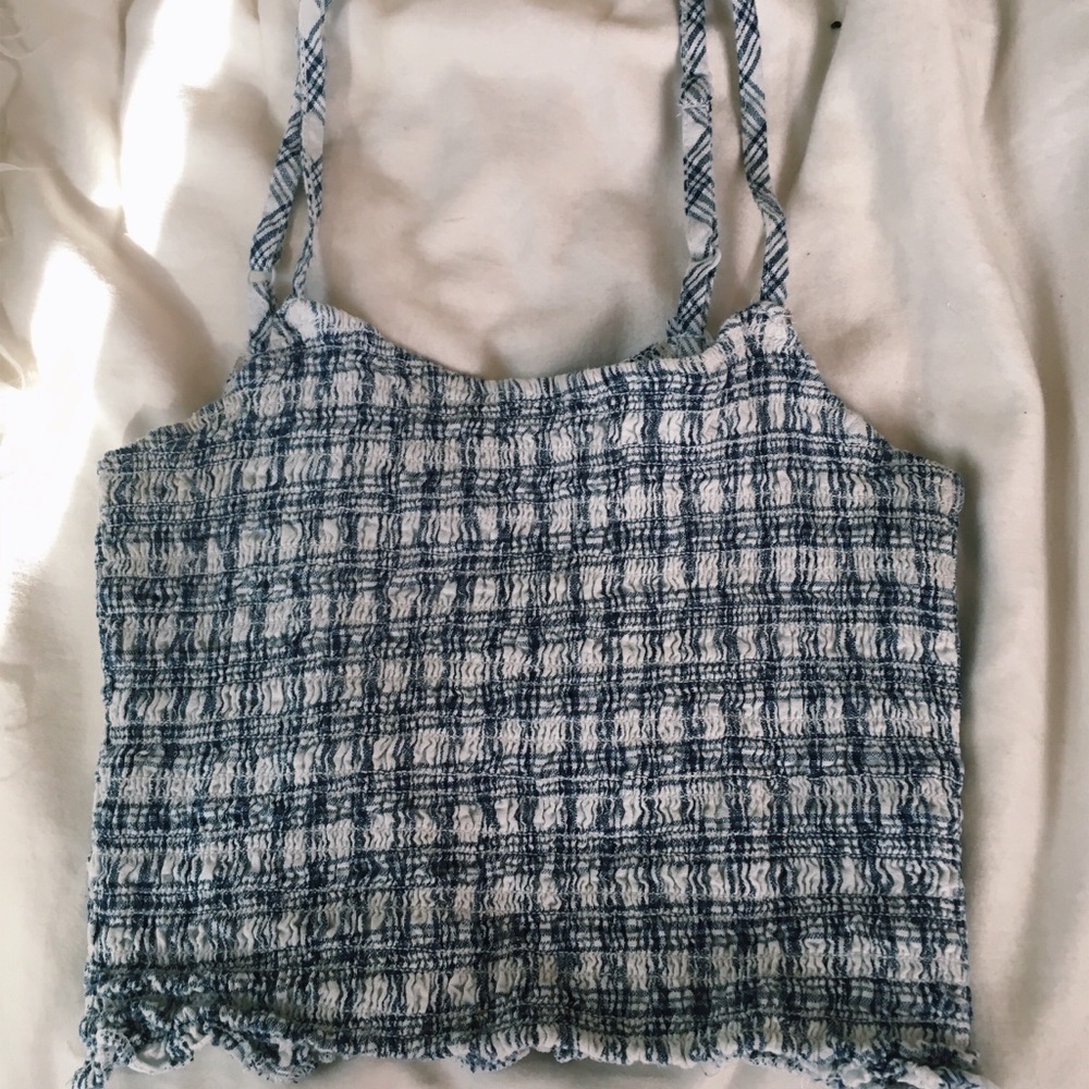 Plaid Ruched Cropped Top